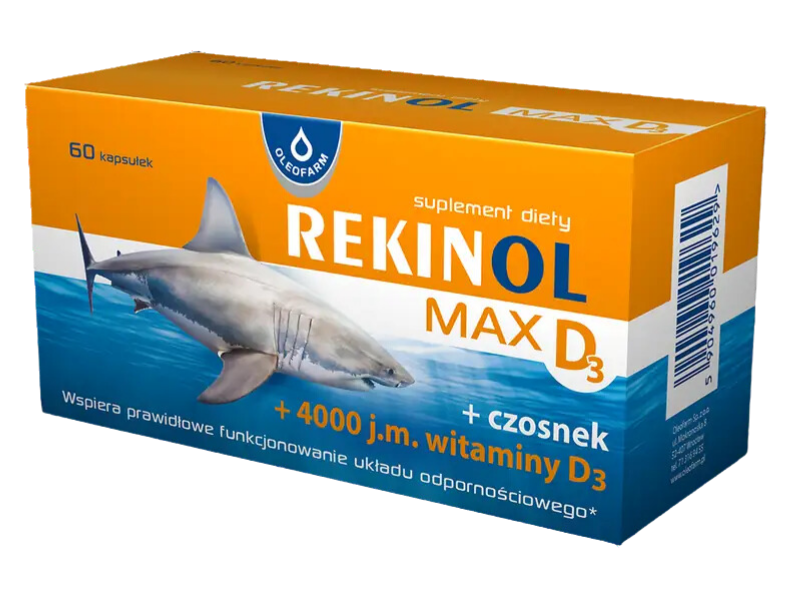 Oleofarm Rekinol Max D3, kapsułki, 60 kaps.