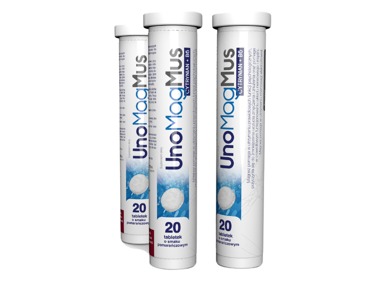 UnoMag Mus, smak pomarańczowy, tabletki musujące, 20 tabl.