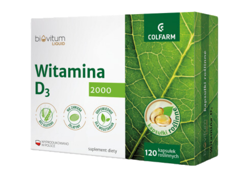 Biovitum Liquid witamina D3, kapsułki, 50 µg, 120 kaps.