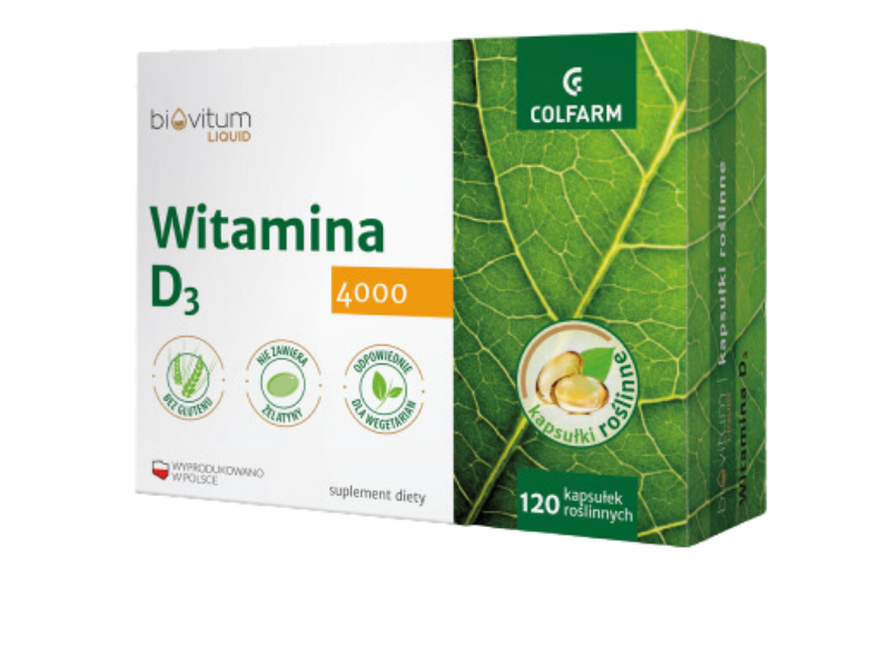 Biovitum Liquid witamina D3, kapsułki, 100 µg, 120 kaps.