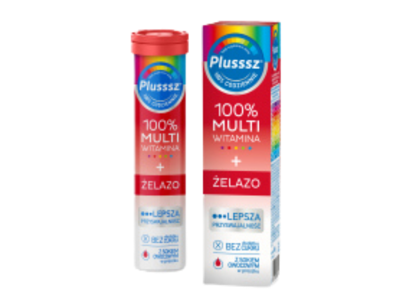 Plusssz 100% Multiwit + Żelazo, tabletki musujące, 20 tabl.