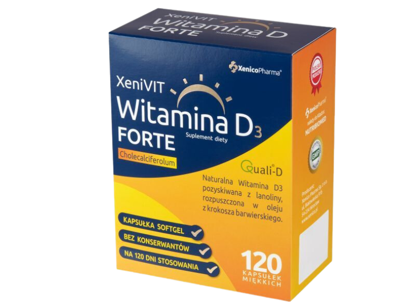 XeniVIT naturalna Witamina D3 4000 forte, kapsułki, 4000 j.m., 120 kaps.