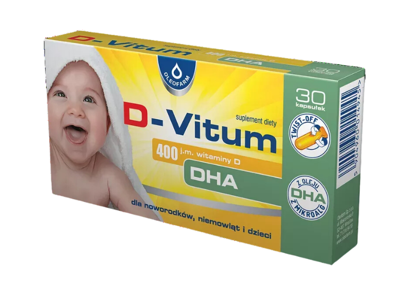 Oleofarm D Vitum D + DHA, kapsułki twist-off, 30 kaps.