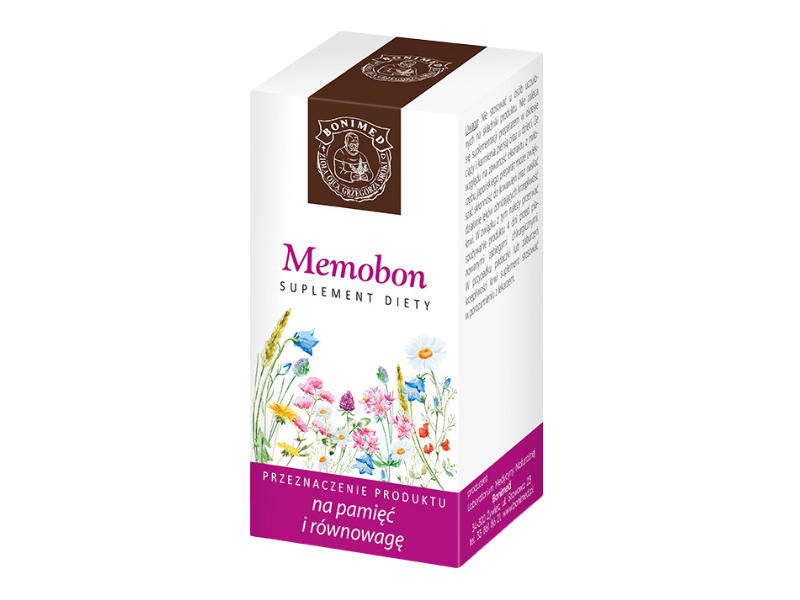 Bonimed Memobon (Miłorząb japoński + Żeńszeń), kapsułki, 60 kaps.