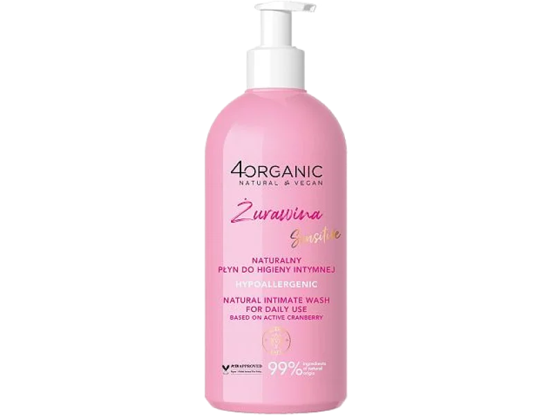 4ORGANIC Żurawina Sensitive Naturalny płyn do higieny intymnej, 350 ml
