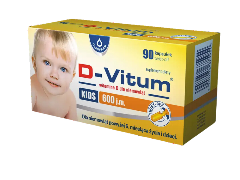 D-Vitum witamina D dla niemowląt, kapsułki twist-off, 600 j.m., 30 kaps.