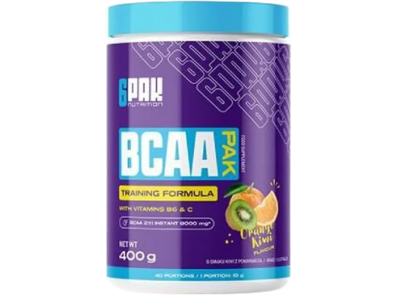 6Pak Nutrition BCAA Pak smak kiwi z pomarańczą, proszek, 400 g