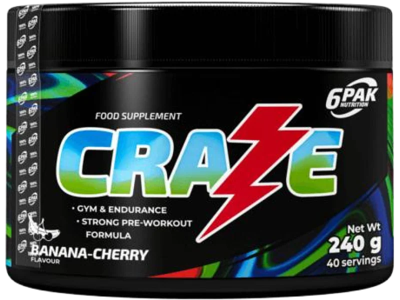 6PAK Nutrition Craze Banan-Wiśnia, proszek, 240 g