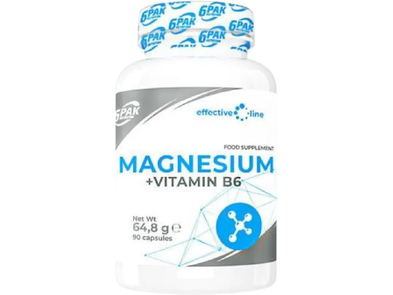 6PAK Nutrition Magnesium + Vitamin B6, kapsułki, 90 kaps.