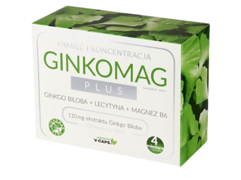 Ginkomag Plus na pamięć i koncentrację, kapsułki, 12 kaps.
