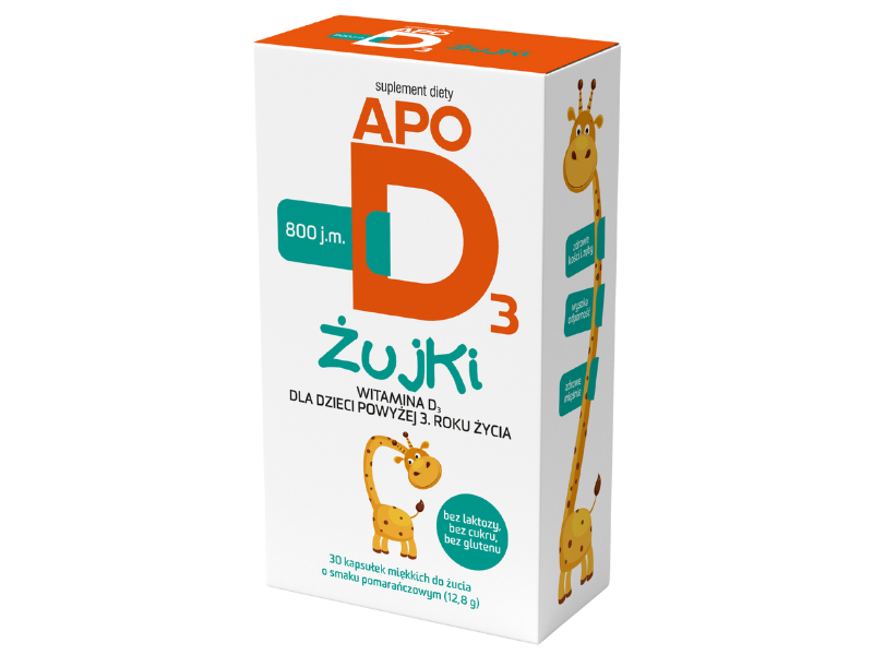 ApoD3 Żujki, smak owocowy, kapsułki do żucia, 20 µg, 30 kaps.
