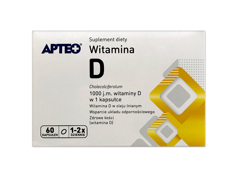 Apteo witamina D, kapsułki, 1000 j.m., 60 kaps.