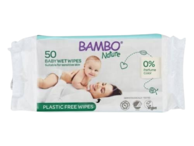 BAMBO Nature Chusteczki nawilżane bezzapachowe, 50 szt.