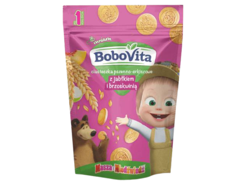 BOBOVITA ciasteczka pszenno-orkiszowe jabłko z brzoskwinią, 150 g