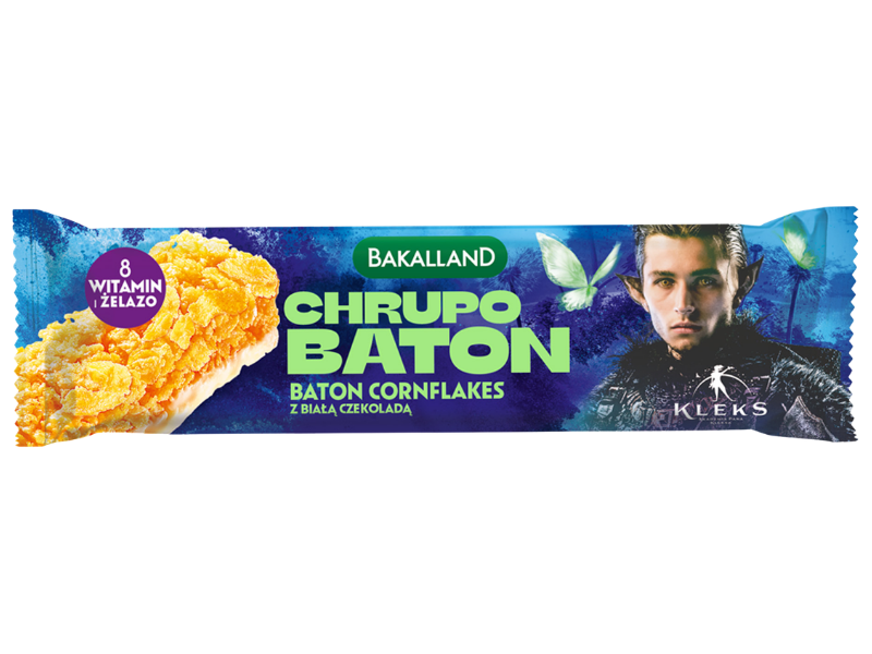 Bakalland KLEKS Chrupo baton cornflakes z białą czekoladą, 25 g