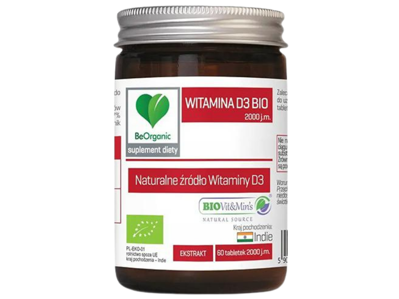 BeOrganic Witamina D3 BIO, tabletki, 60 tabl.