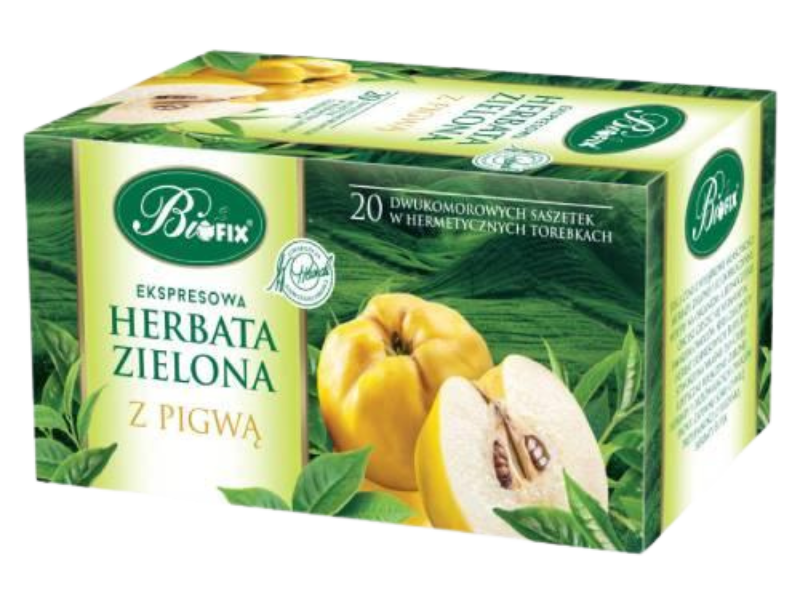 BiFix Herbata zielona z pigwą, zioła do zaparzania, 20 saszetki