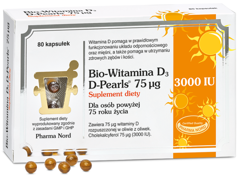 Bio-Witamina D3 D-Pearls, kapsułki miękkie, 75 µg, 80 kaps.