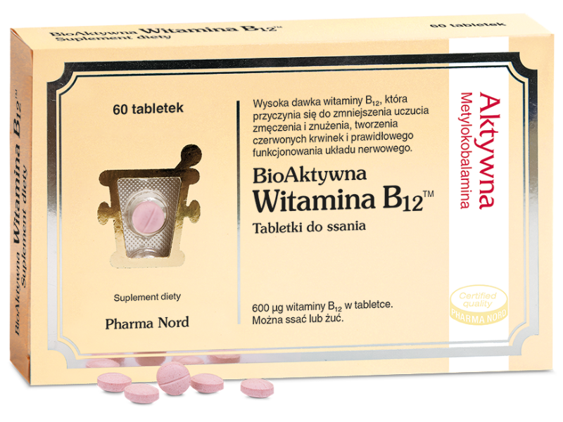 Bioaktywna witamina B12, tabletki do ssania, 600 µg, 60 tabl.