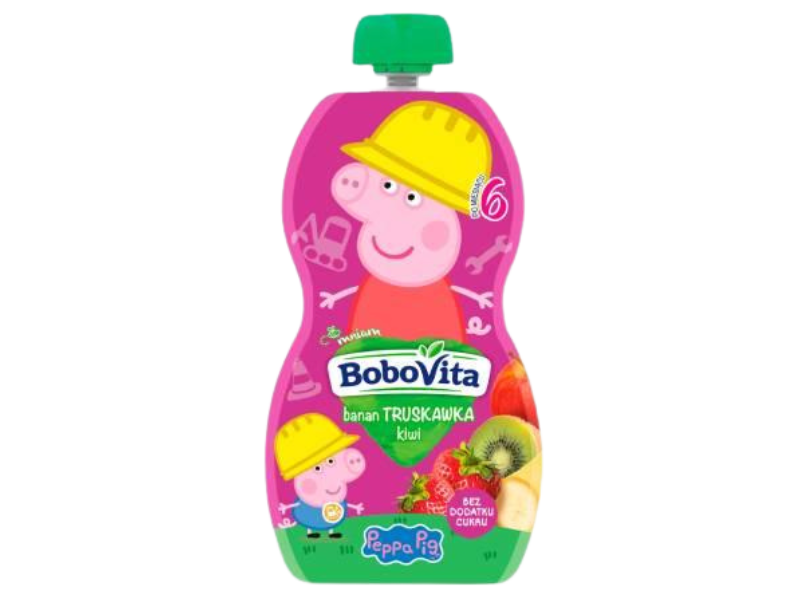 BoboVita Świnka Peppa mus banan truskawka kiwi po 6 miesiącu, 100 g