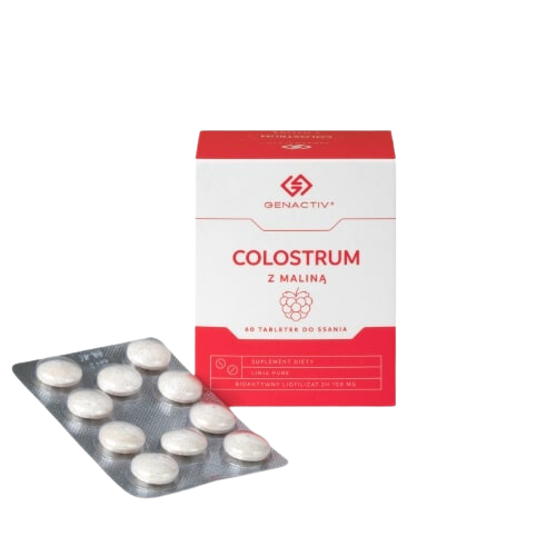Genactiv Colostrum z maliną, tabletki do ssania, 60 tabl.