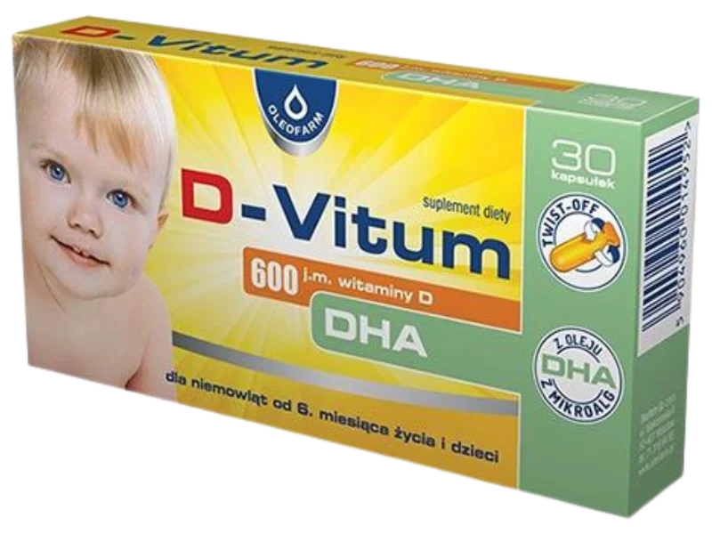 Oleofarm D Vitum D + DHA, kapsułki twist-off, 30 kaps.