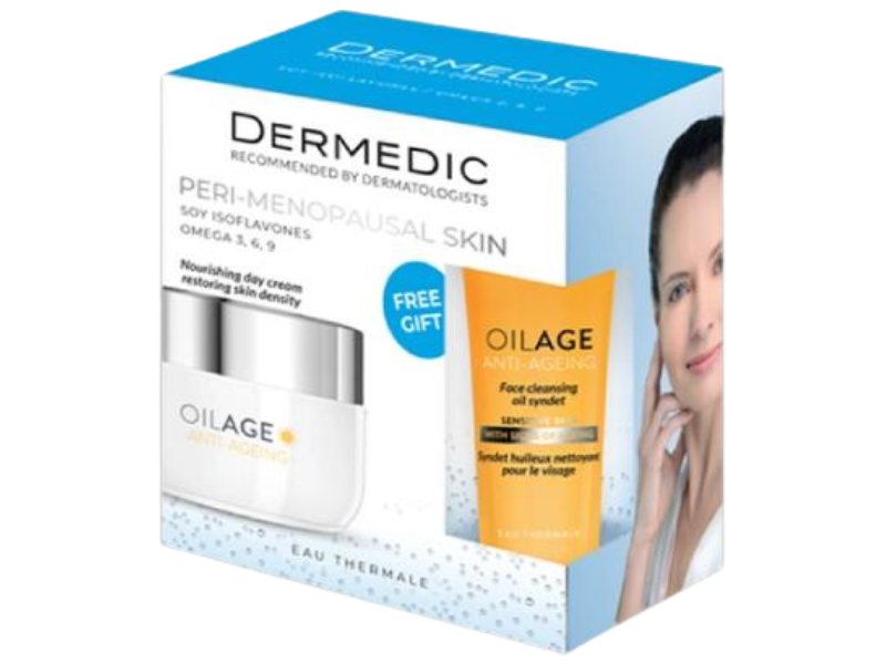 DERMEDIC OILAGE Zestaw krem na dzień + olejowy syndet do mycia twarzy, krem,żel, 50 + 25 ml