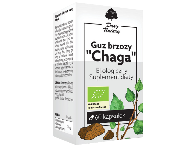 Dary Natury Guz brzozy chaga, kapsułki, 470 mg, 60 kaps.