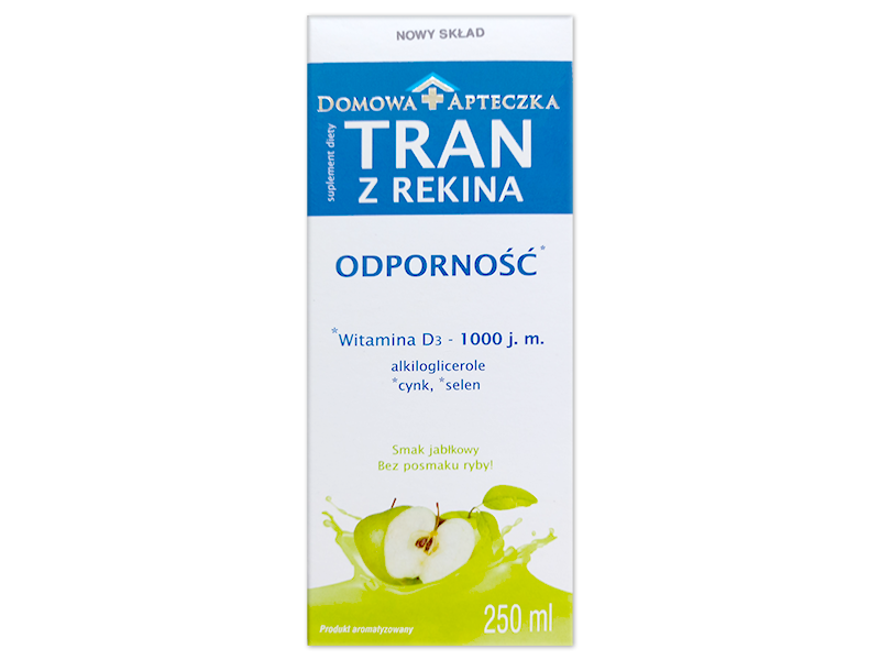Domowa Apteczka Tran z rekina, smak jabłkowy, płyn, 250 ml