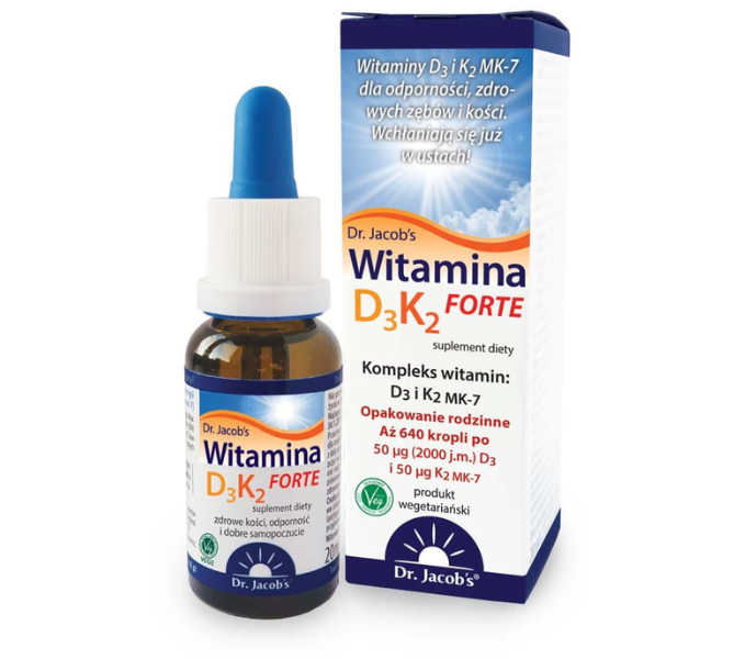 Dr Jacobs Witamina D3K2 Forte, krople, 50 µg + 50 µg, 20 ml