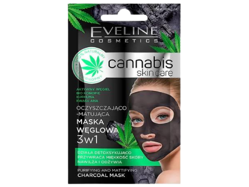 EVELINE Cannabis Skin Care Maska węglowa do twarzy 3w1, 7 ml