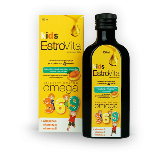 EstroVita Kids Ban-Pom kwasy Omega 3-6-9, płyn, 150 ml