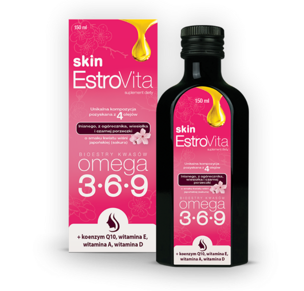 EstroVita Skin Cherry Sakura kwasy omega-3-6-9, płyn, 150 ml