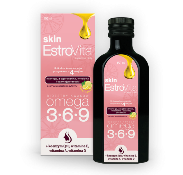 EstroVita Skin Sweet Lemon kwasy omega-3-6-9, płyn, 250 ml