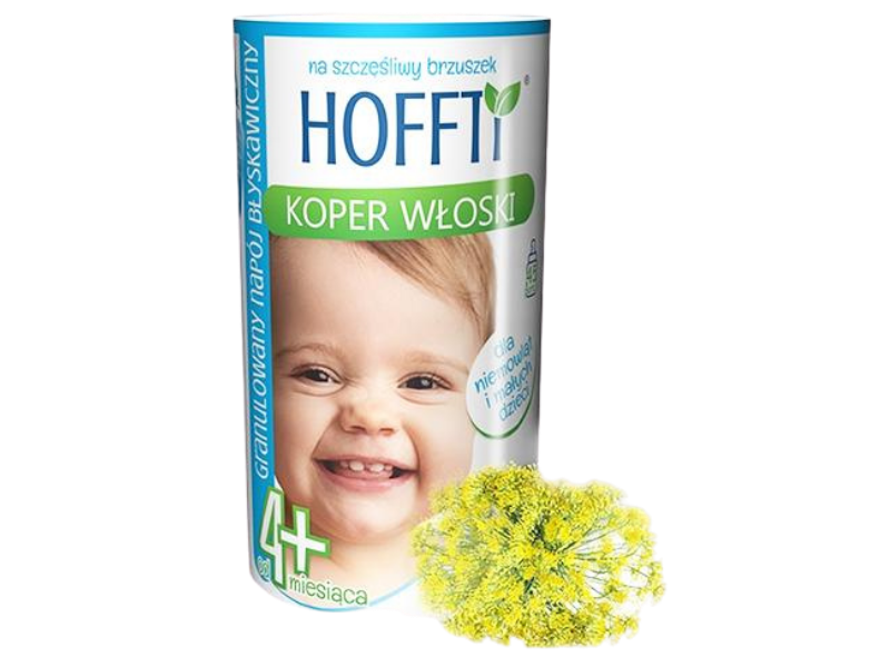 HOFFTI NA SZCZĘŚLIWY BRZUSZEK KOPER WŁOSKI, od 4 miesiąca, granulat do sporządzania roztworu doustnego, 180 g