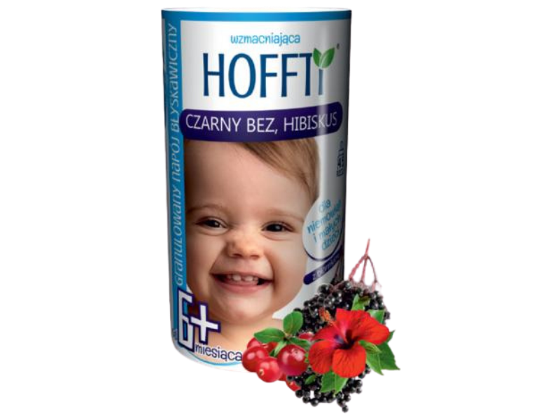 HOFFTI wzmacniająca czarny bez, hibiskus, granulat do sporządzania roztworu doustnego, 180 g