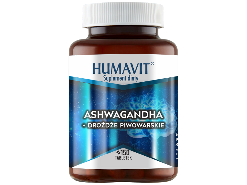 HUMAVIT Ashwagandha + drożdże piwowarskie, tabletki, 150 tabl.