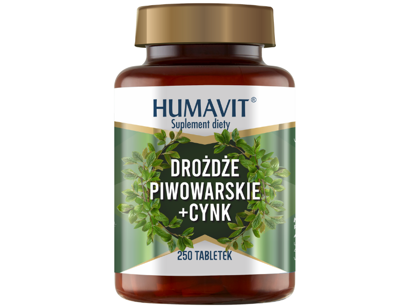 HUMAVIT Drożdże piwowarskie + cynk, tabletki, 250 tabl.