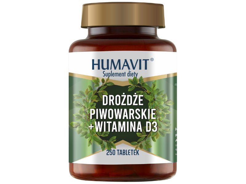 HUMAVIT Drożdże piwowarskie + witamina D3, tabletki, 250 tabl.