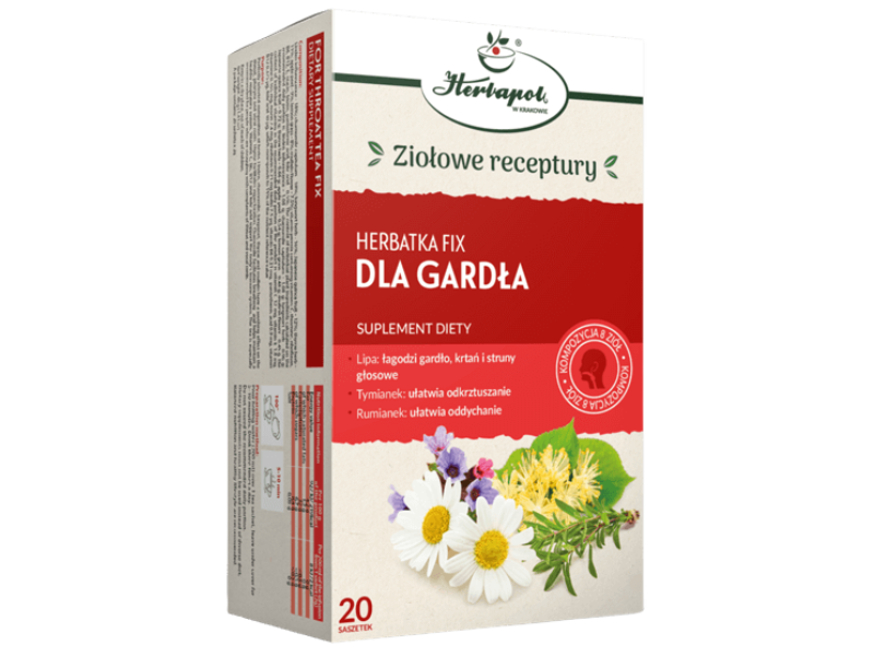 Herbapol Kraków Herbatka Fix dla gardła, saszetki do zaparzania, 20 saszet.