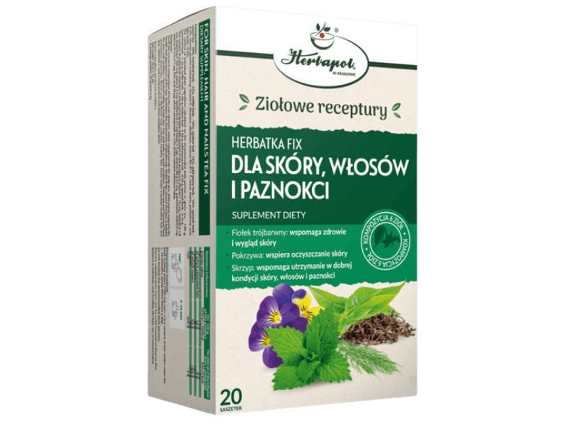 Herbapol Kraków Herbatka Fix dla skóry, włosów i paznokci, zioła do zaparzania, 20 szt.