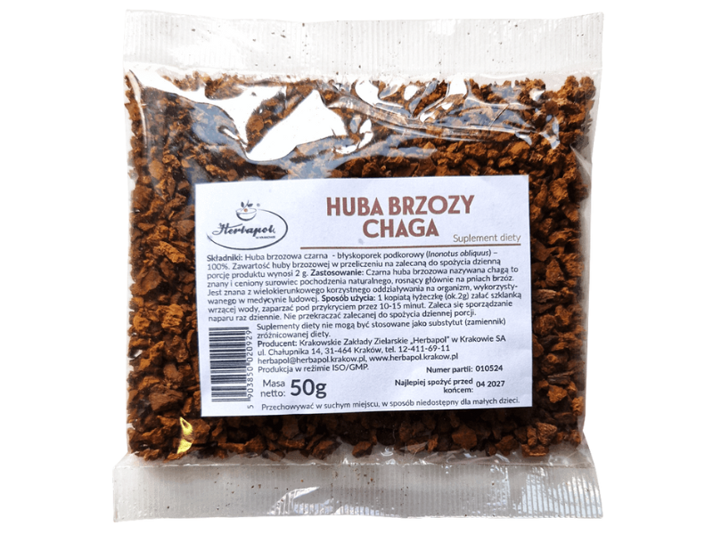Herbapol Kraków huba brzozy Chaga, zioła do zaparzania, 50 g
