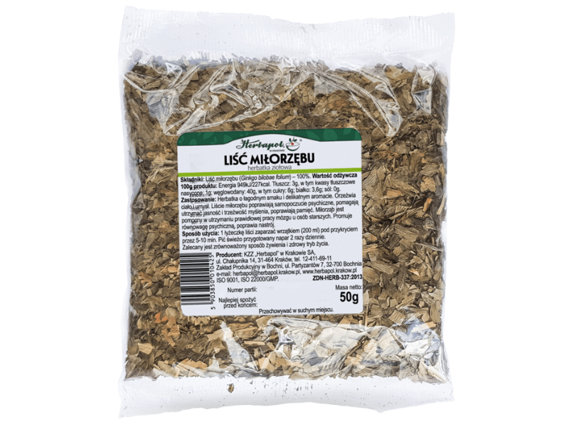 Herbapol Kraków liść miłorzębu, zioła do zaparzania, 50 g