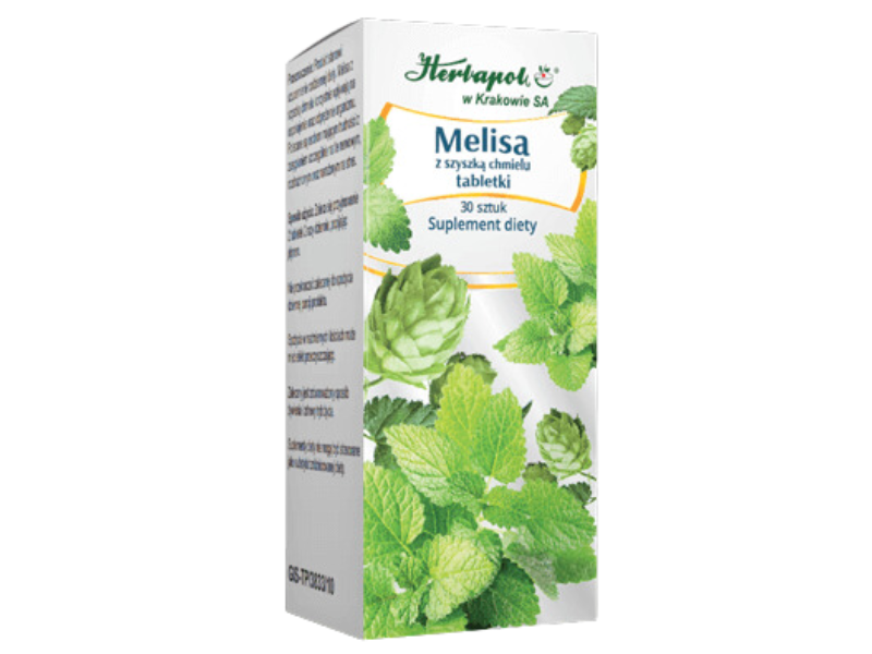 Herbapol Kraków melisa z szyszką chmielu, tabletki, 30 tabl.