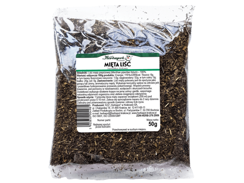 Herbapol Kraków Mięta liść, zioła do zaparzania, 50 g