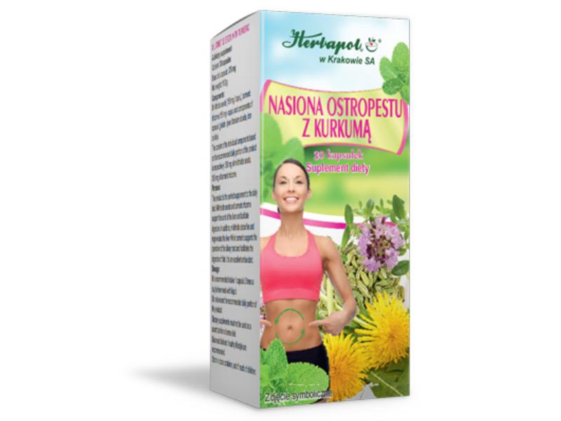 Herbapol Kraków nasiona ostropestu z kurkumą, kapsułki, 30 kaps.