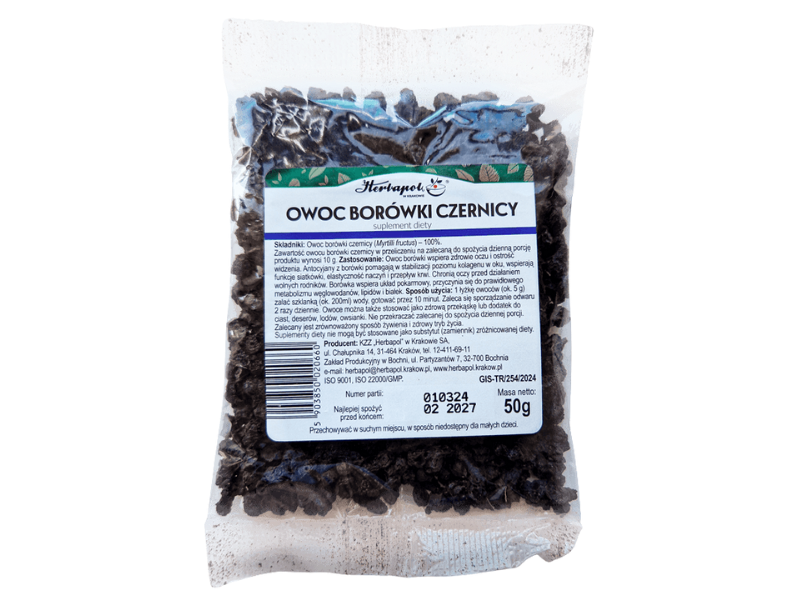 Herbapol Kraków owoc borówki czernicy, zioła do zaparzania, 50 g