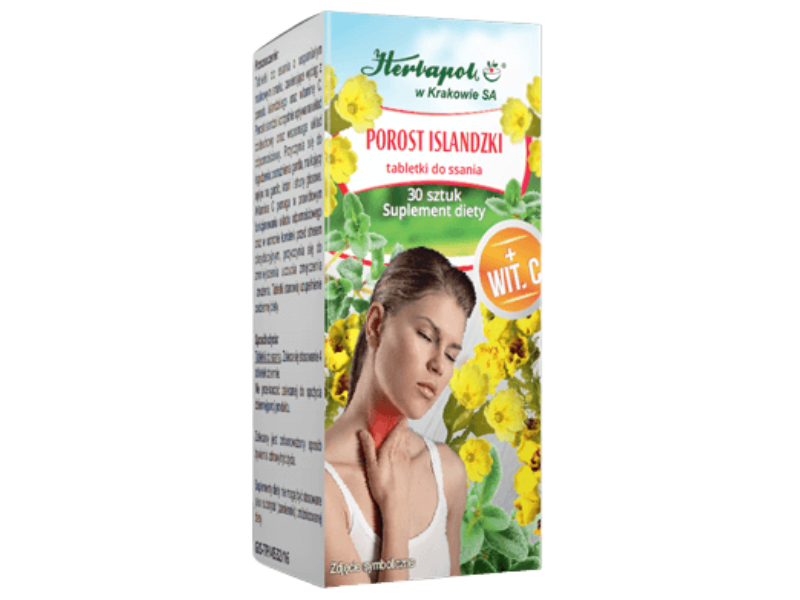 Herbapol Kraków Porost islandzki, tabletki do ssania, 30 tabl.