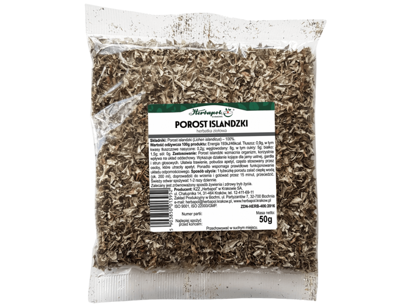 Herbapol Kraków Porost islandzki, zioła do zaparzania, 50 g