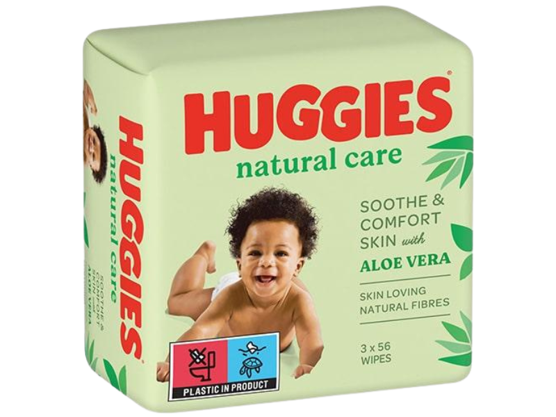 Huggies Natural Care Chusteczki nawilżane, 3 x 56 szt.